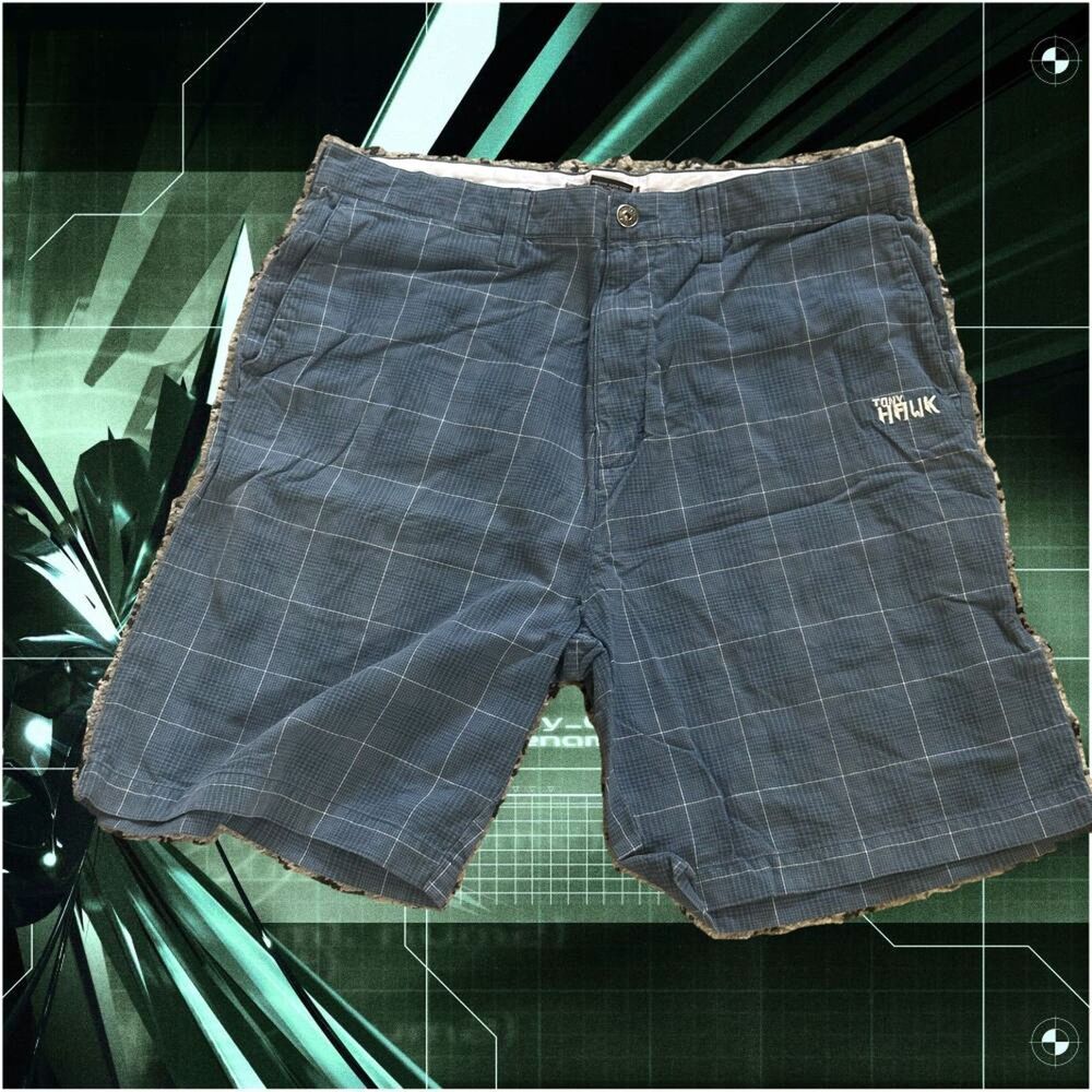Y2K Tony Hawk Blue Grid Shorts